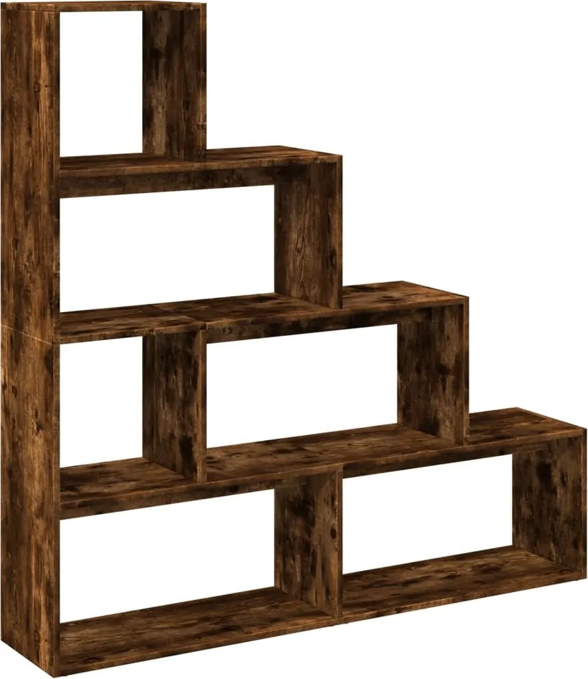 vidaXL 4 szintes füstös tölgy elválasztó könyvespolc 143,5x29x143,5 cm