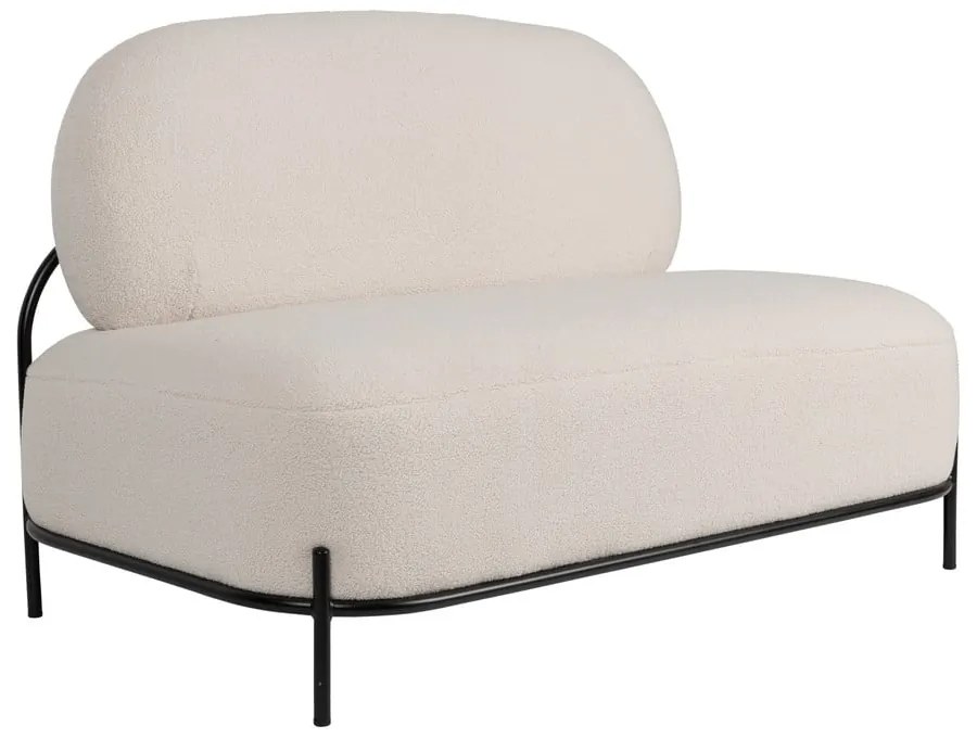 Krémszínű buklé kanapé 125 cm Polly – White Label