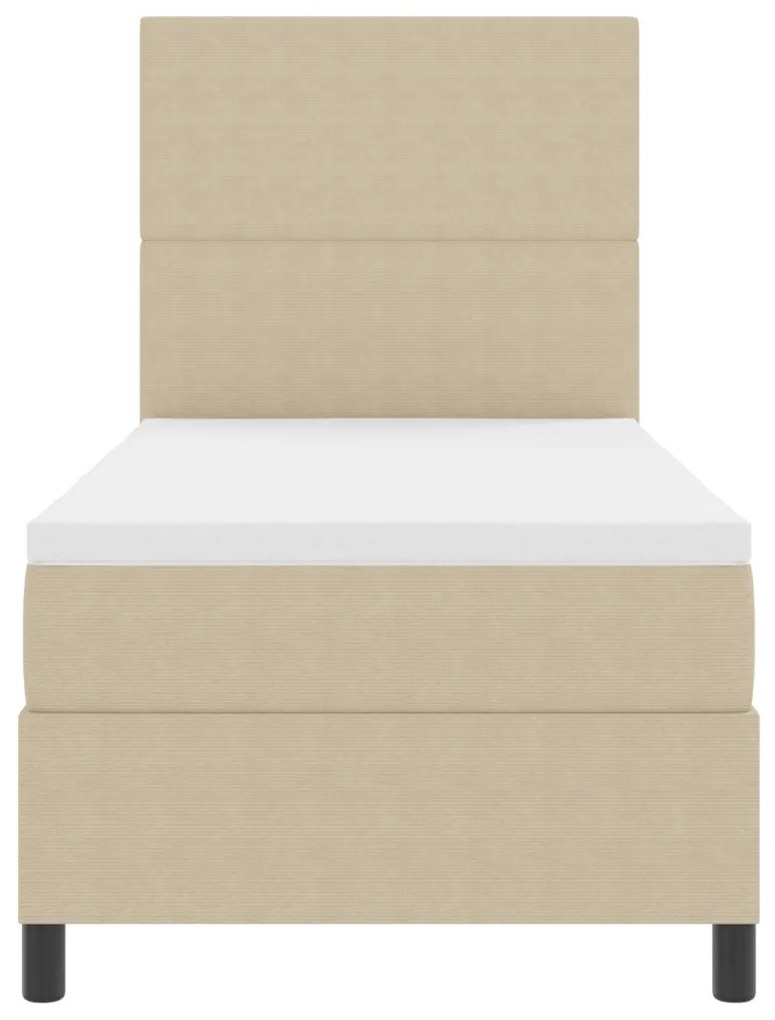 Boxspring Ágy Mattal és LED Fénnyel Zöld Szürke 100x200 cm Corduroy Szövet
