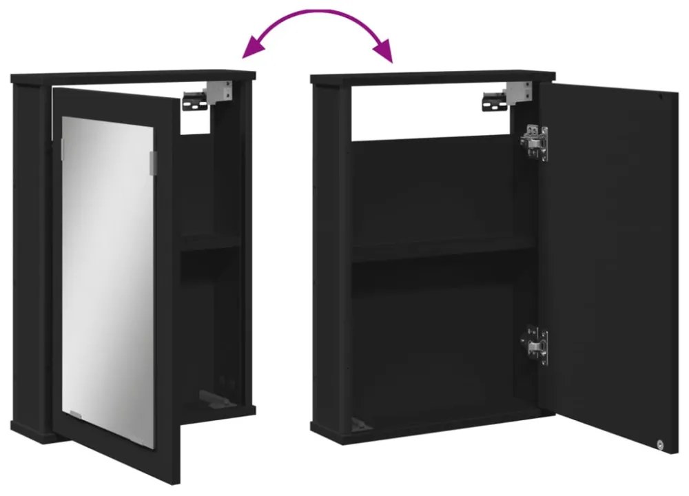 fekete szerelt fa fürdőszobai tükör 42 x 12 x 60 cm