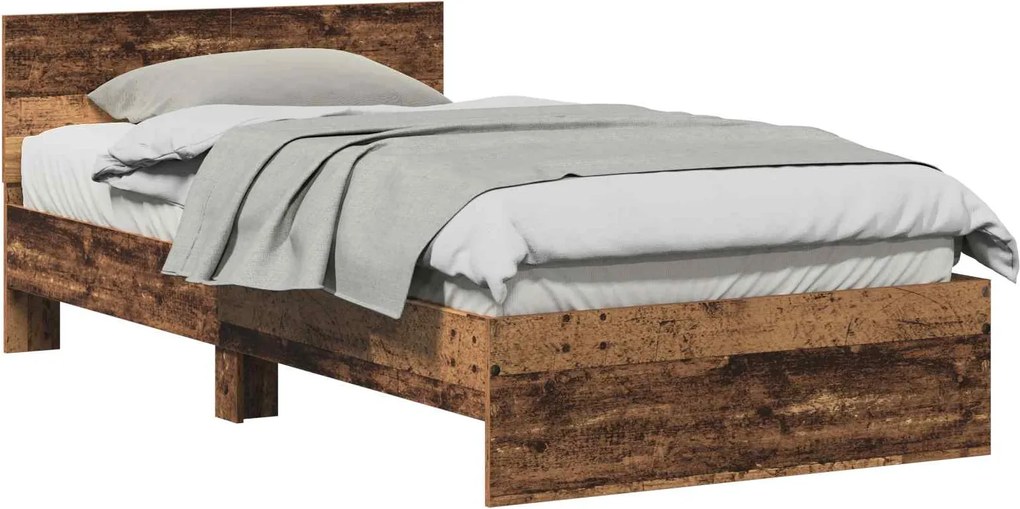 vidaXL Ágykeret fejtámlával Öreg fa 203 x 104 x 70 cm Faanyag