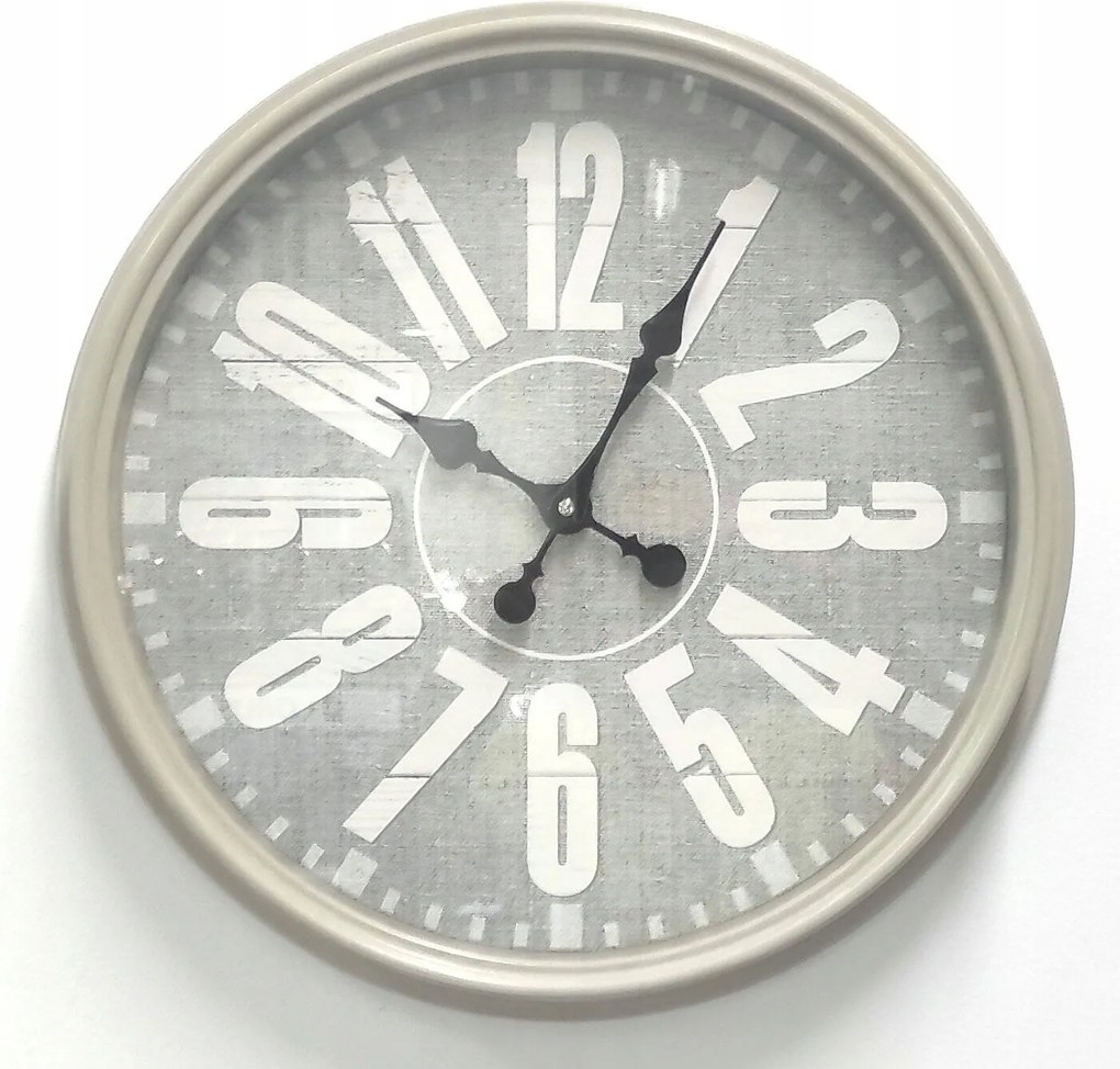 Szürke Jól Olvasható Falióra Retro Loft 43 cm Számlap Lenvászon