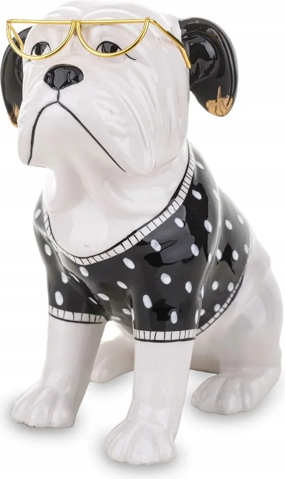 Kerámia bulldog figura szemüveggel Figura dekoráció modern kicsi