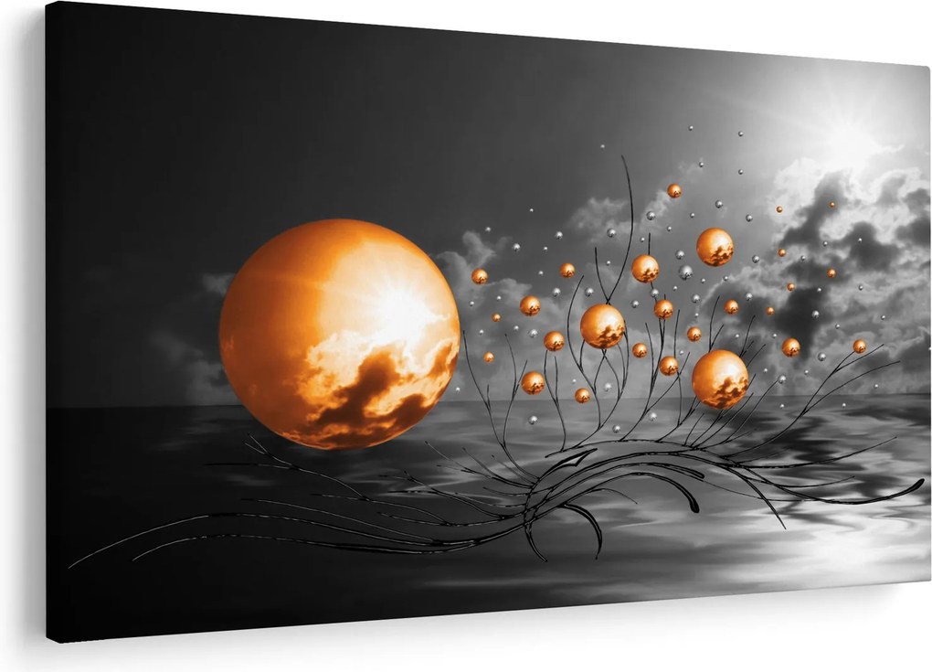 Narancssárga absztrakt gömbök képe (90x60 cm)