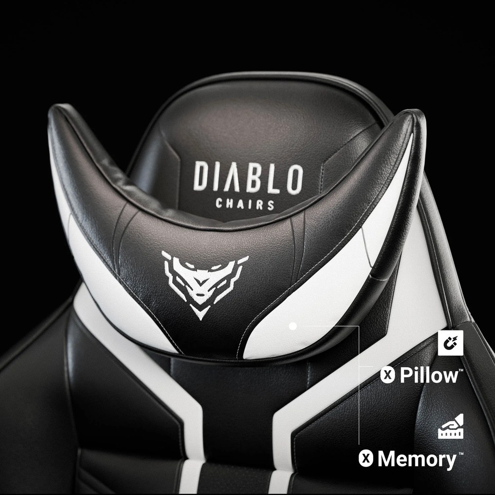Gamer szék műbőr Small Size, fekete-fehér: Diablo X-Ray 2.0