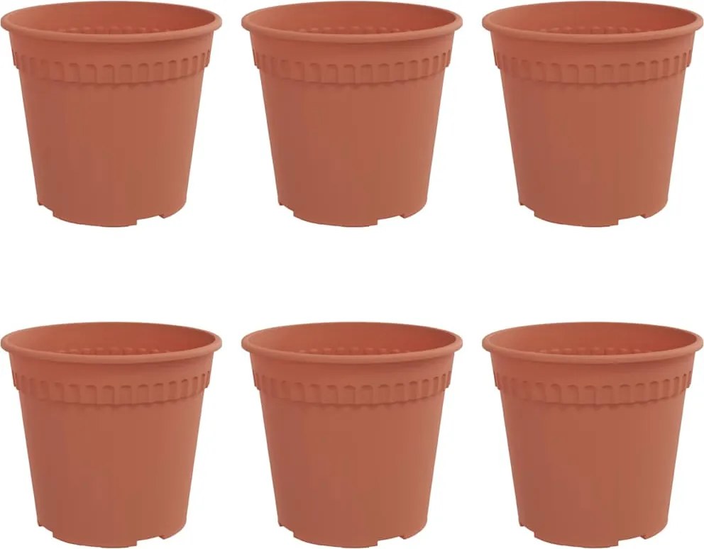 vidaXL Kerek Virágcserép 6 pcs Tégla Vörös Ø 17 x 14 cm Műanyag