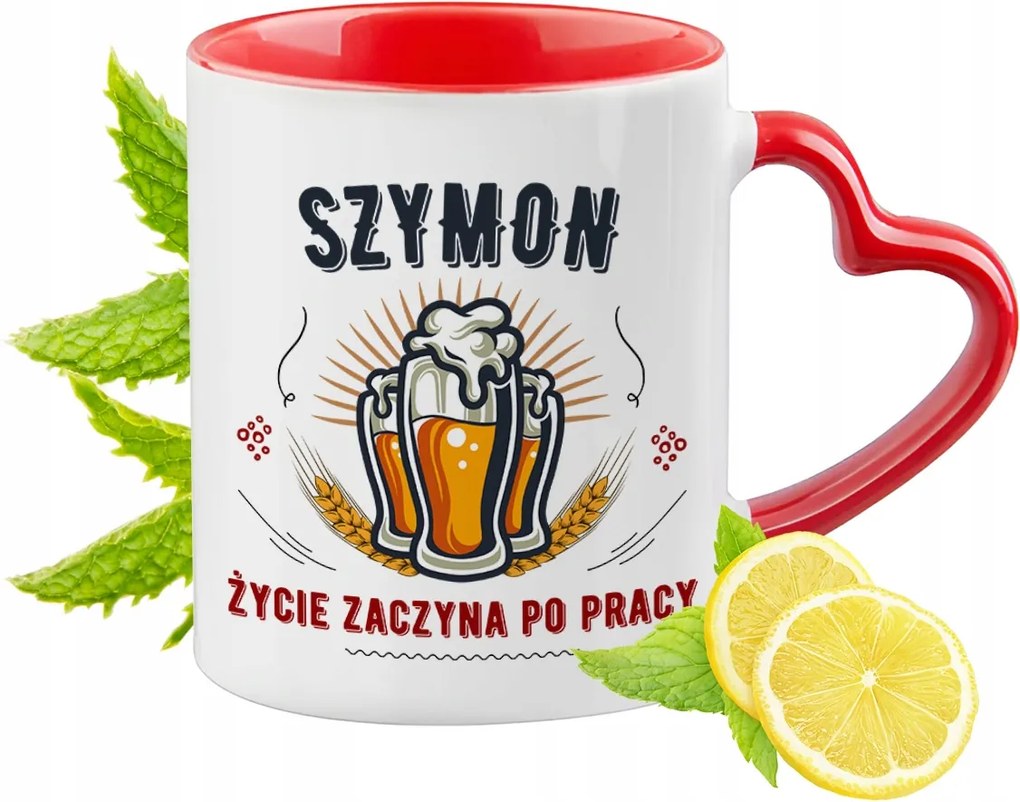 Simonnak Piros Bögre Szív Alakú Füllel Ajándék