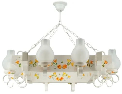 Brilagi - Láncos csillár QUEEN 8xE14/40W/230V bükk/krémszínű