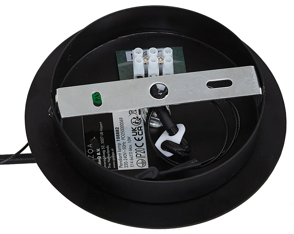 Design függőlámpa fekete füstüveggel, kerek, 6-os - Mochan