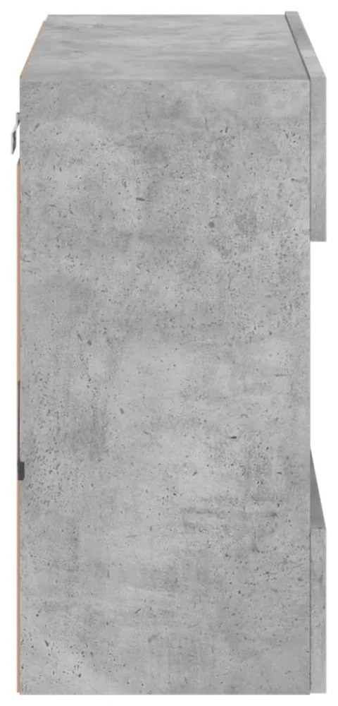 betonszürke falra szerelhető TV-szekrény LED-del 58,5x30x60,5cm