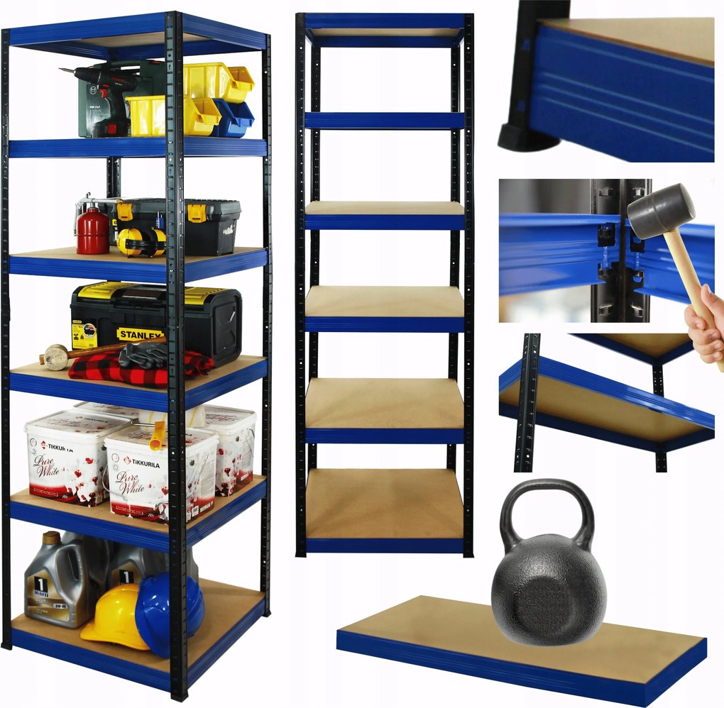 Tárolószekrény fém állvány Helios 213x50x50cm 6Px175kg 300EZER Komb