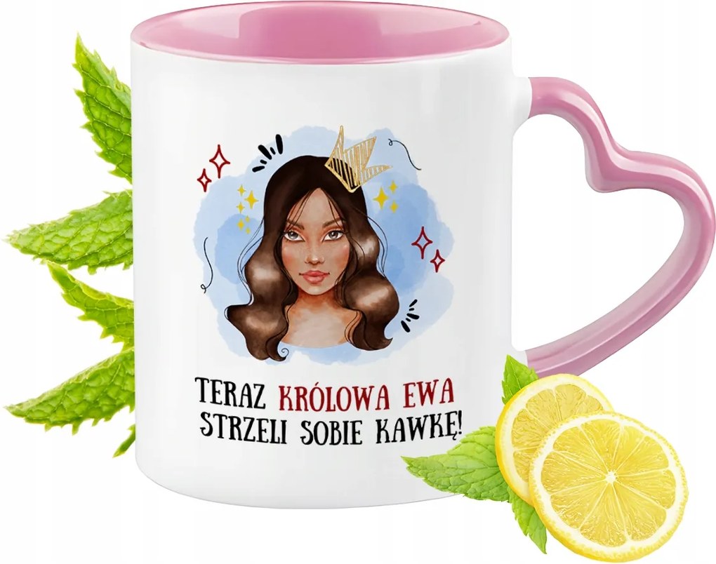 Éva bögre Rózsaszín, szív alakú füllel Kávé ajándék