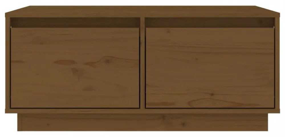 mézbarna tömör fenyőfa dohányzóasztal 80 x 50 x 35 cm