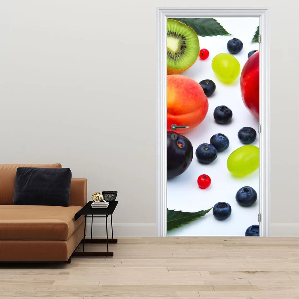 Fotótapéta ajtóra - Gyümölcs vízcseppekkel (95x205cm)