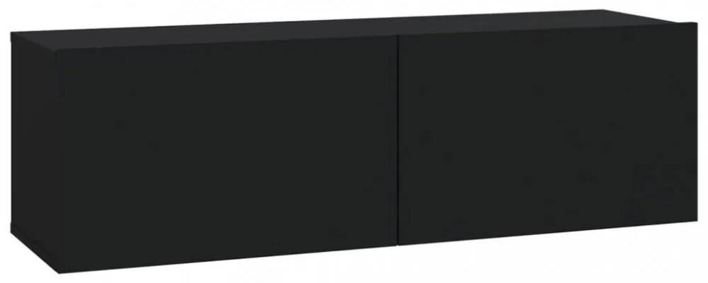 2 db fekete szerelt fa fali TV-szekrény 100 x 30 x 30 cm