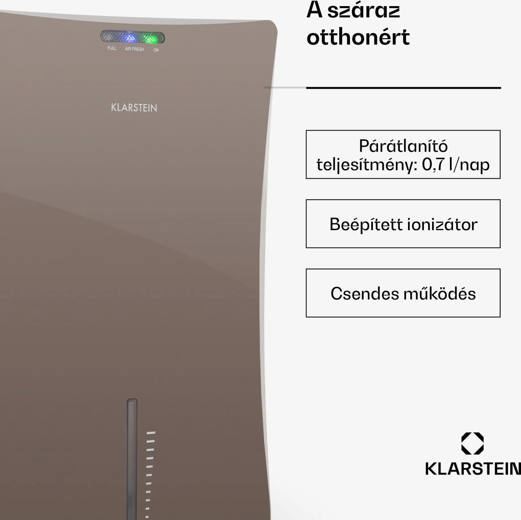 Klarstein Drybest 2000 2G, barna, párátlanító készülék, ionizátor, 700 ml/nap, 70 W