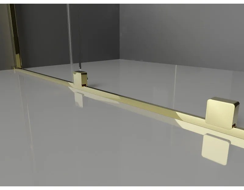 Mexen Velar, zuhanykabin tolóajtóval 150 (ajtó) x 90 (fal) cm, 8mm átlátszó üveg, arany fényes, 871-150-090-01-50