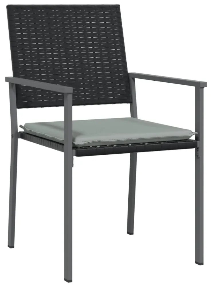 6 db fekete polyrattan kerti szék párnával 54x62,5x89 cm