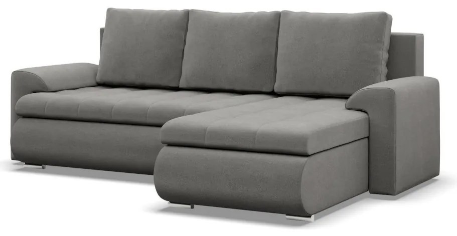 Tokio sarokkanapé, 2 ágyneműtartóval, bársony, jobboldali, világosszürke