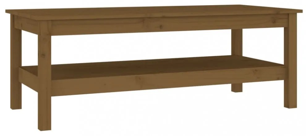 mézbarna tömör fenyőfa dohányzóasztal 110 x 50 x 40 cm