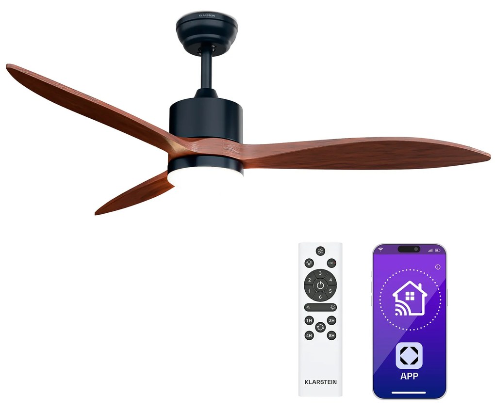 Klarstein SkyBreeze Smart mennyezeti ventilátor, Beltéri és kültéri használat, Intelligens vezérlés, IP44, 40 dB