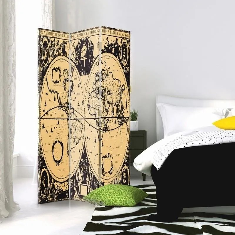 Gario Paraván Vintage világtérkép Méret: 180 x 170 cm, Kivitelezés: Klasszikus paraván
