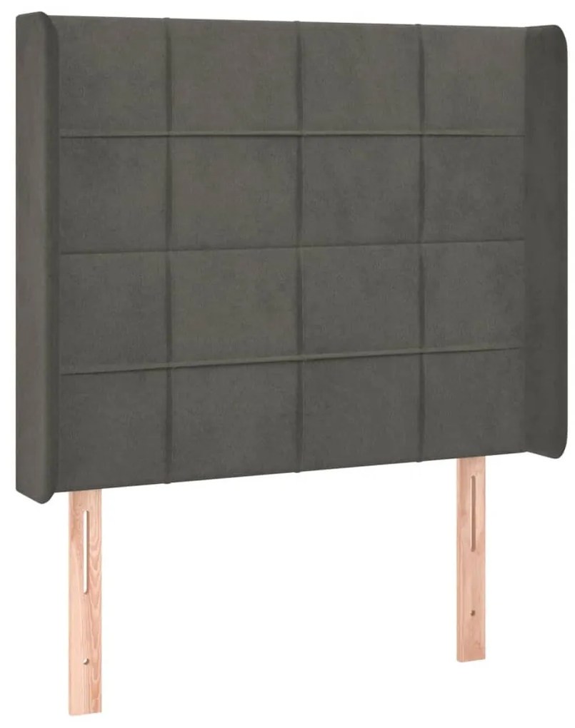 sötétszürke bársony LED-es fejtámla 103x16x118/128 cm