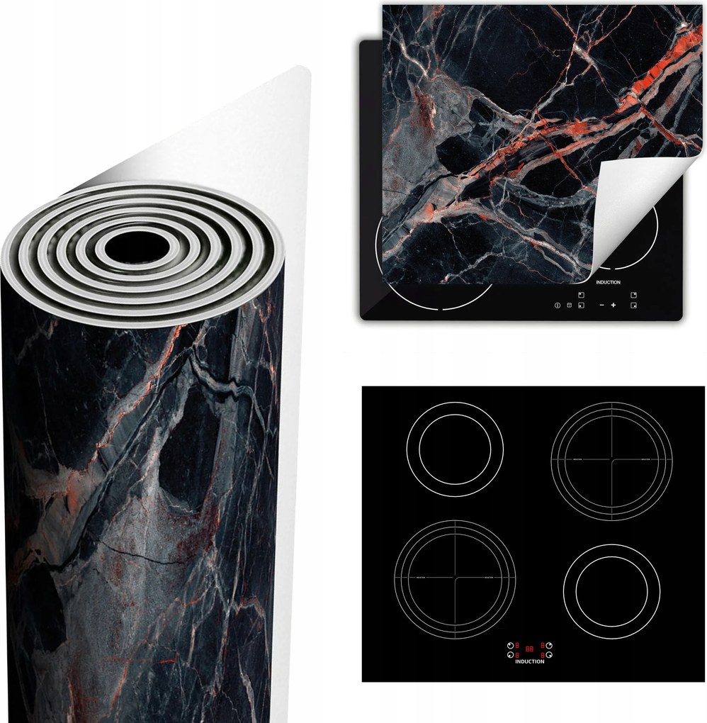 Tűzhelyvédő Szőnyeg Több Helyet Biztosít 60x52 piros márvány