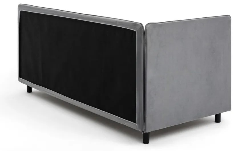 Szürke kárpitozott ágyneműtartós egyszemélyes ágy matraccal 90x200 cm Avela – Bonami Selection