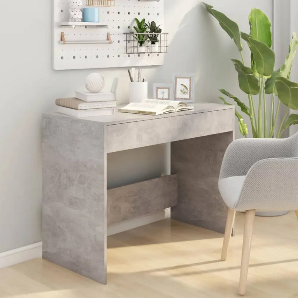 betonszürke szerelt fa íróasztal 101x50x76,5 cm