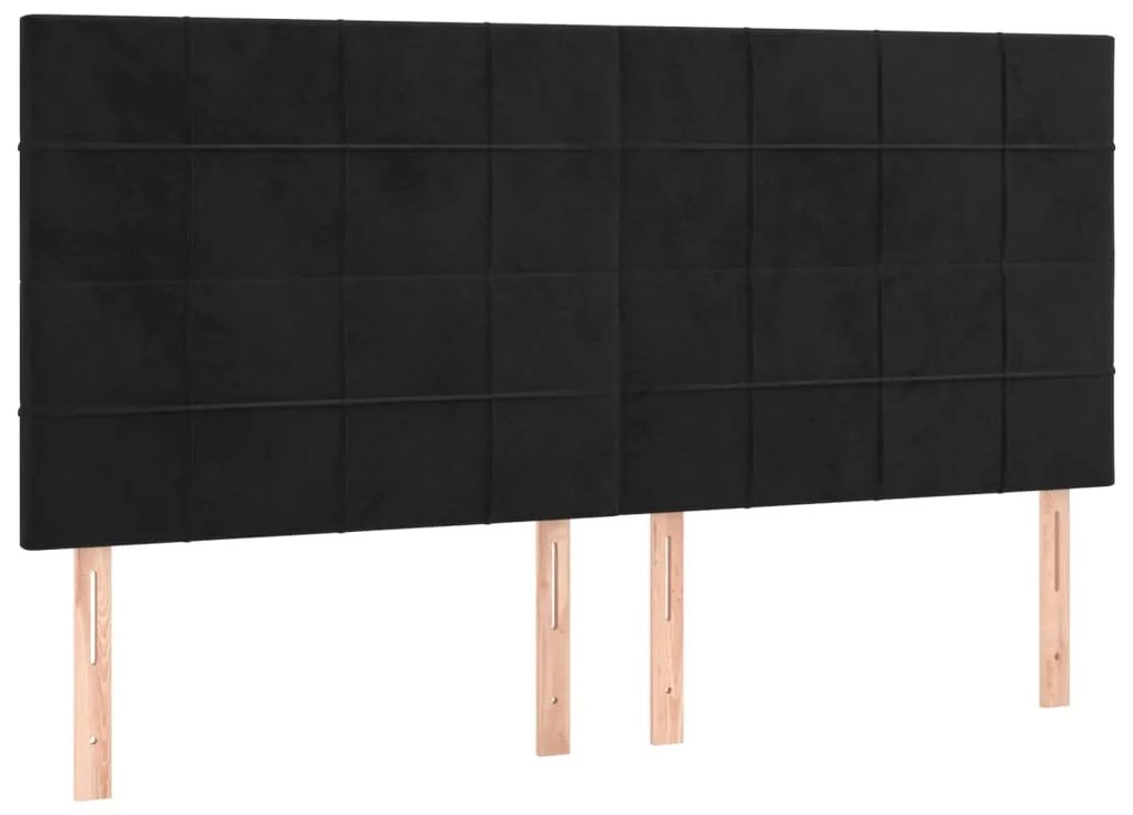 fekete bársony LED-es fejtámla 180x5x118/128 cm