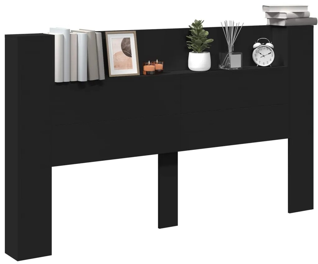 Fejtámla LED -es lámpákkal Fekete 180 x 16,5 x 103,5 cm Faanyag