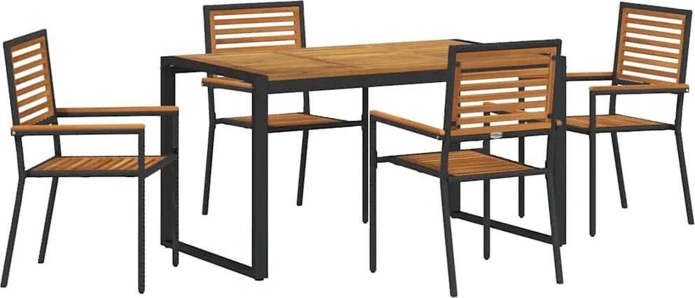 vidaXL Kert étkező szett 5 pcs Fekete és Barna polirattan