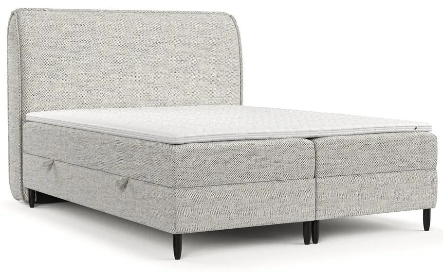 Világosszürke ágyneműtartós boxspring ágy 140x200 cm Melba – Maison de Rêve