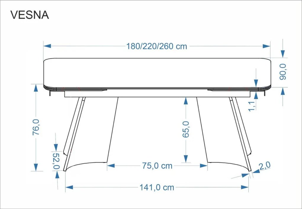 Vesna bővíthető étkezőasztal bézs márvány 180-260 cm