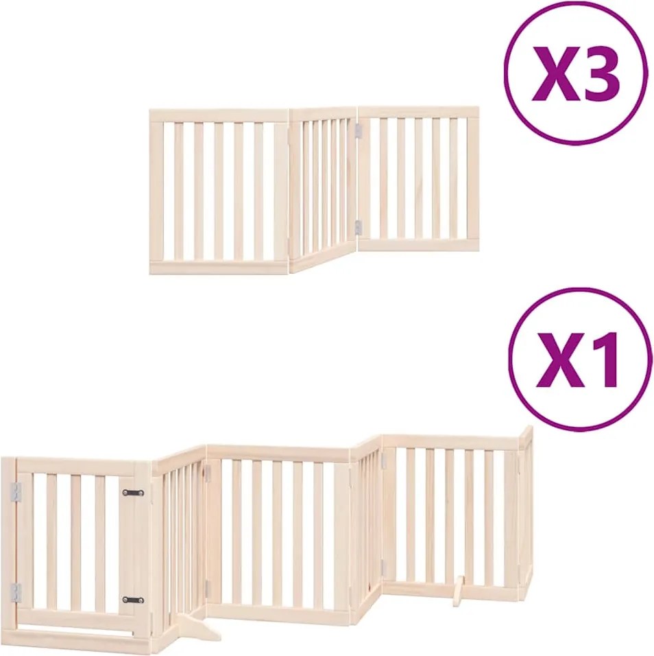 vidaXL nyárfa 15 paneles összecsukható kutyakapu ajtóval 750 cm