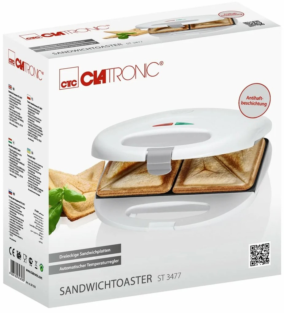 Clatronic ST 3477 szendvicssütő, fehér
