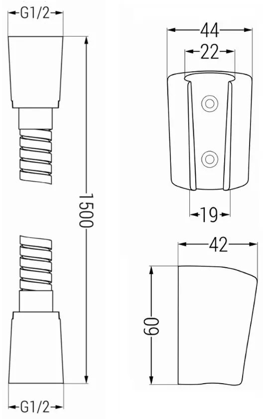 Mexen tartozékok - 1 pontos kézizuhany készlet R-73, fekete, 785736052-70