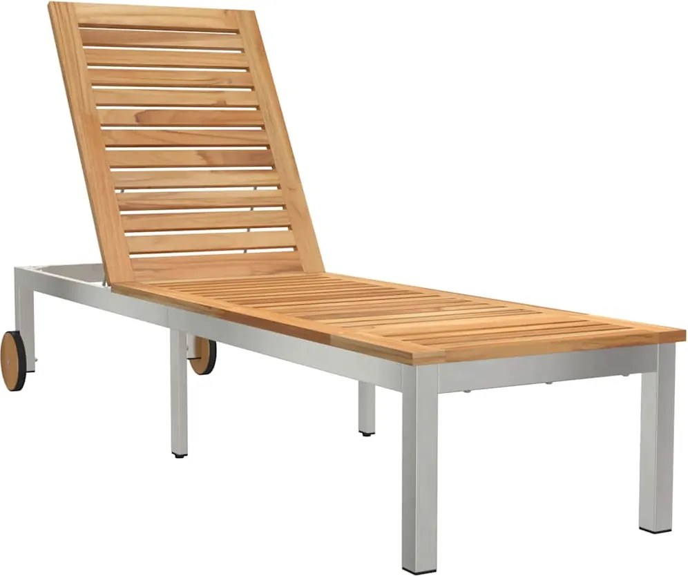 vidaXL Napozó Olaj Természetes 205 x 53 x 100 cm Tömör Teakfa