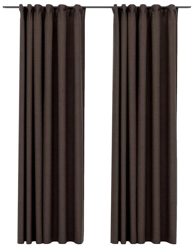 vidaXL 2 db tópszínű vászonhatású sötétítőfüggöny kampókkal 140x225 cm