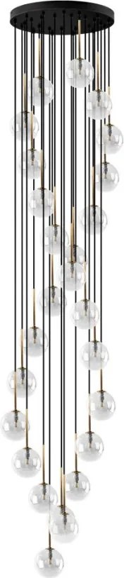 TK LIGHTING 10258 AURORA Többágú Függesztett Lámpa Fekete, Átlátszó, Arany G9 IP20