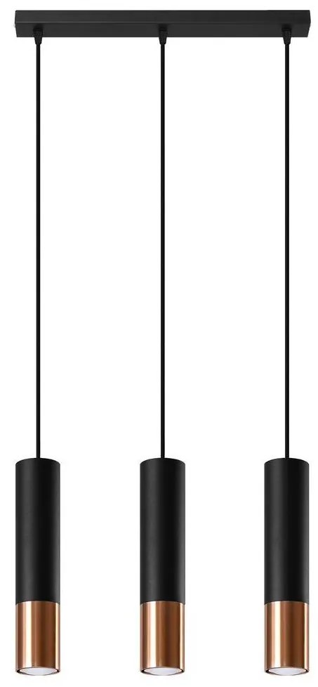 Sollux SL.0948 - Csillár zsinóron LOOPEZ 3xGU10/10W/230V fekete/réz
