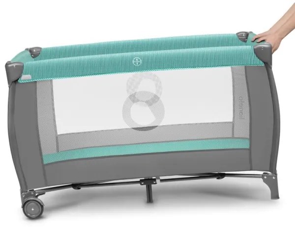 Lionelo - Utazó kiságy SVEN PLUS szürke/türkiz