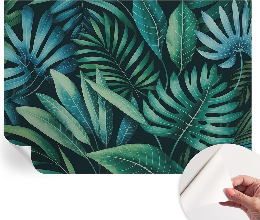 Divatos öntapadós fali tapéta Trópusi levelek 208x146 cm