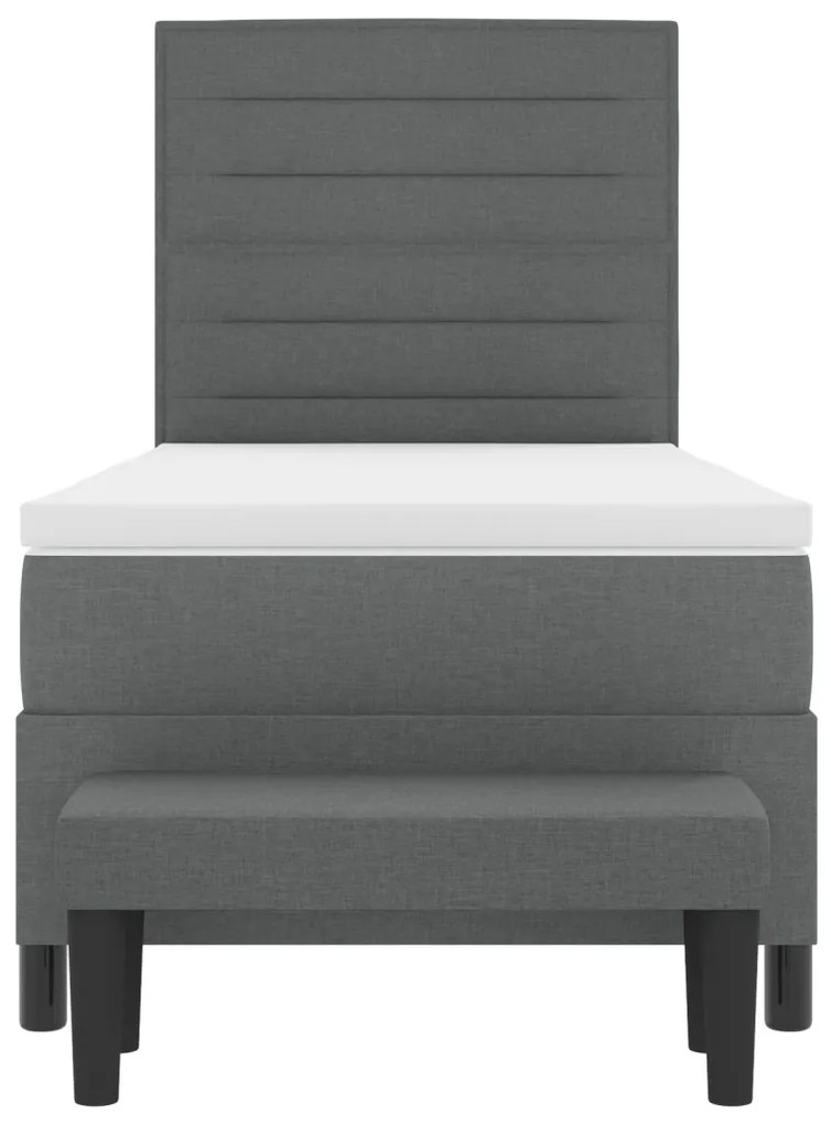 Boxspring ágy matraccal és paddal sötétszürke 90x200 cm szövet