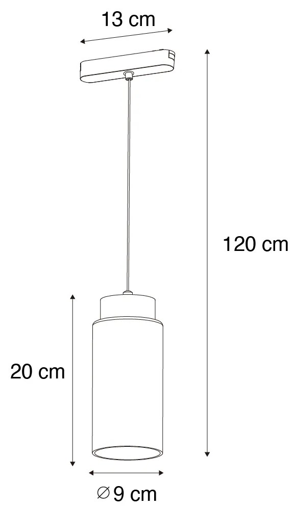 Modern fekete függeszték lámpa sínrendszerhez 1 fázisú, LED-del - Magnetic Vance