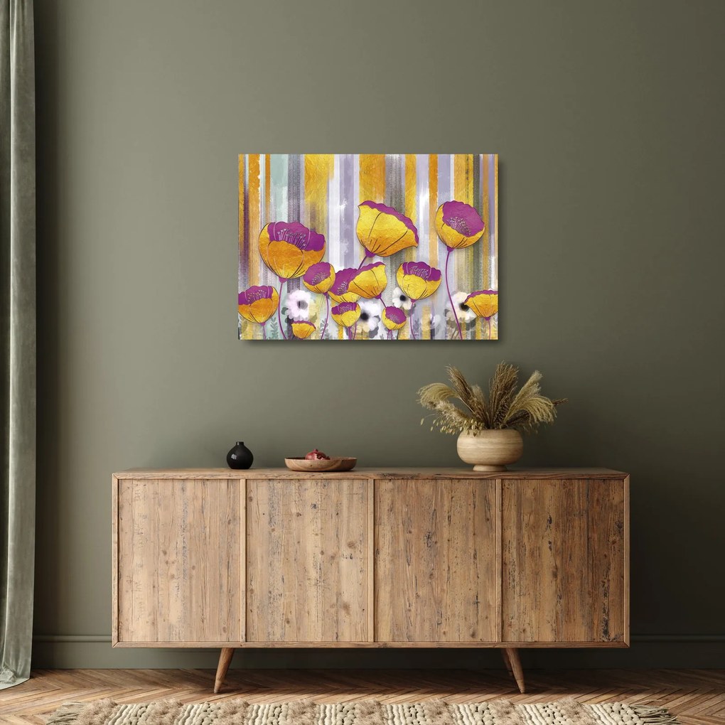 Kép - Virágok illusztrációja (üvegen) (70x50 cm)