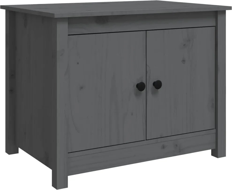 vidaXL szürke tömör fenyőfa dohányzóasztal 71 x 49 x 55 cm