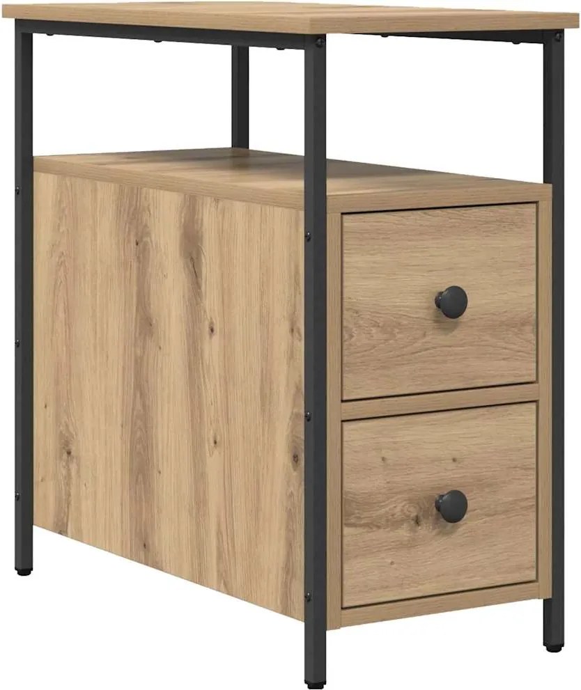 vidaXL Éjjeliszekrény fiókkal kézműves tölgy 30 x 60 x 60 cm Faanyag