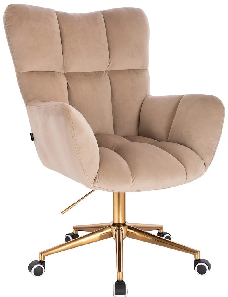 HR650K Latte modern velúr szék arany lábbal